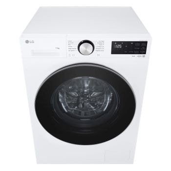 Immagine frontale della lavatrice LG F4NX5011TLC con prospettiva dall'alto