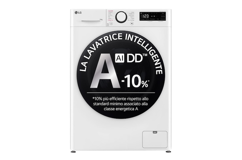 LG Offerta Colonna Bucato Lavatrice 10kg Serie R5 Classe A-10% + Asciugatrice 9kg Serie V9 Classe C, F4R5010TSWW.RH90V