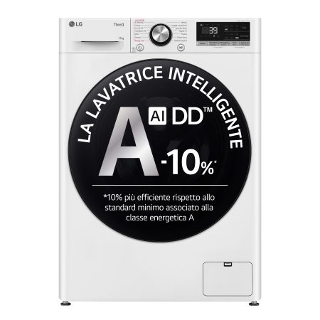 Lavatrice 11kg AI DD™ | Serie R7 Classe A-10% | 1400 giri, TurboWash 360, Vapore su 7 programmi, Wi-Fi | White - F4R7011TSWB | LG IT