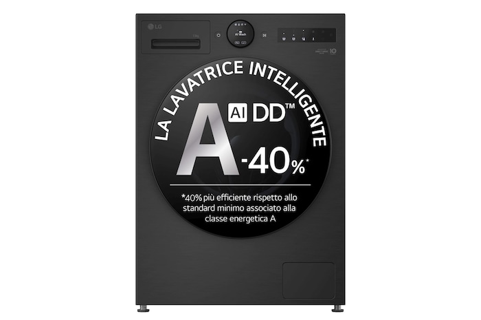 Immagine frontale della lavatrice LG F4X70013TBB serie X7 classe A-40%