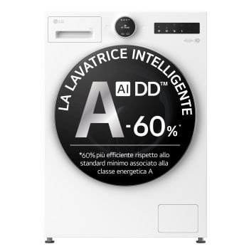 Immagine frontale della lavatrice LG F4X9009TWCE serie X9 classe A-60%