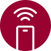 Icona di un telecomando con segnale wireless, all'interno di un cerchio grigio.