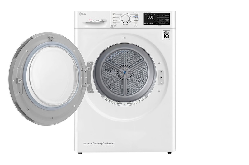 LG Asciugatrice 8kg Pompa di calore DUAL Inverter | Serie U2 Classe A+++ | Eco Hybrid, Condensatore autopulente, Wi-Fi, RC80U2AV4D