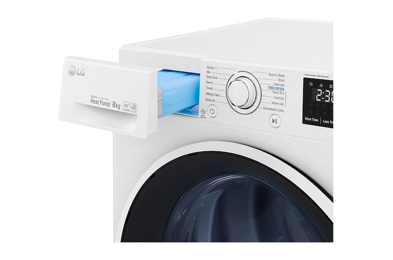 LG Asciugatrice 8kg Pompa di calore DUAL Inverter | Serie U2 Classe A+++ | Eco Hybrid, Condensatore autopulente, Wi-Fi, RC80U2AV4D