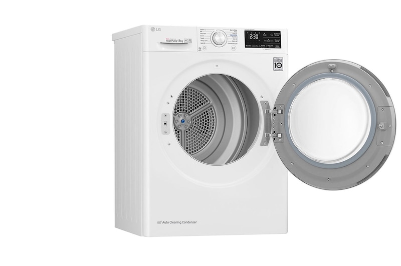 LG Asciugatrice 8kg Pompa di calore DUAL Inverter | Serie U2 Classe A+++ | Eco Hybrid, Condensatore autopulente, Wi-Fi, RC80U2AV4D