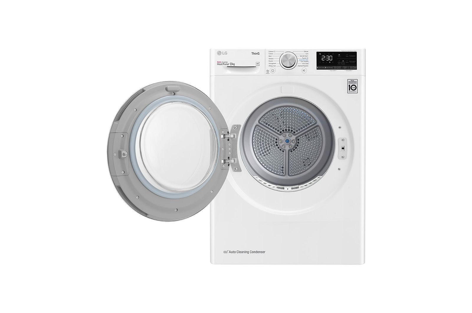 LG Asciugatrice 8kg Pompa di calore DUAL Inverter | Serie V3 Classe A++ | Eco Hybrid, Condensatore autopulente, Wi-Fi, RH80V3AV6N