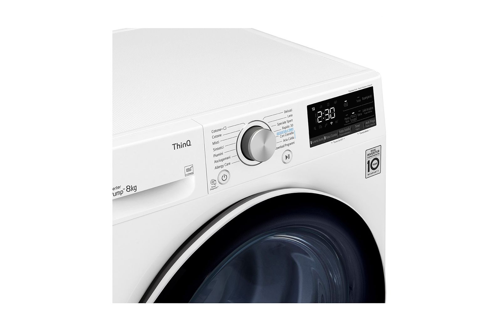 LG Asciugatrice 8kg Pompa di calore DUAL Inverter | Serie V3 Classe A++ | Eco Hybrid, Condensatore autopulente, Wi-Fi, RH80V3AV6N