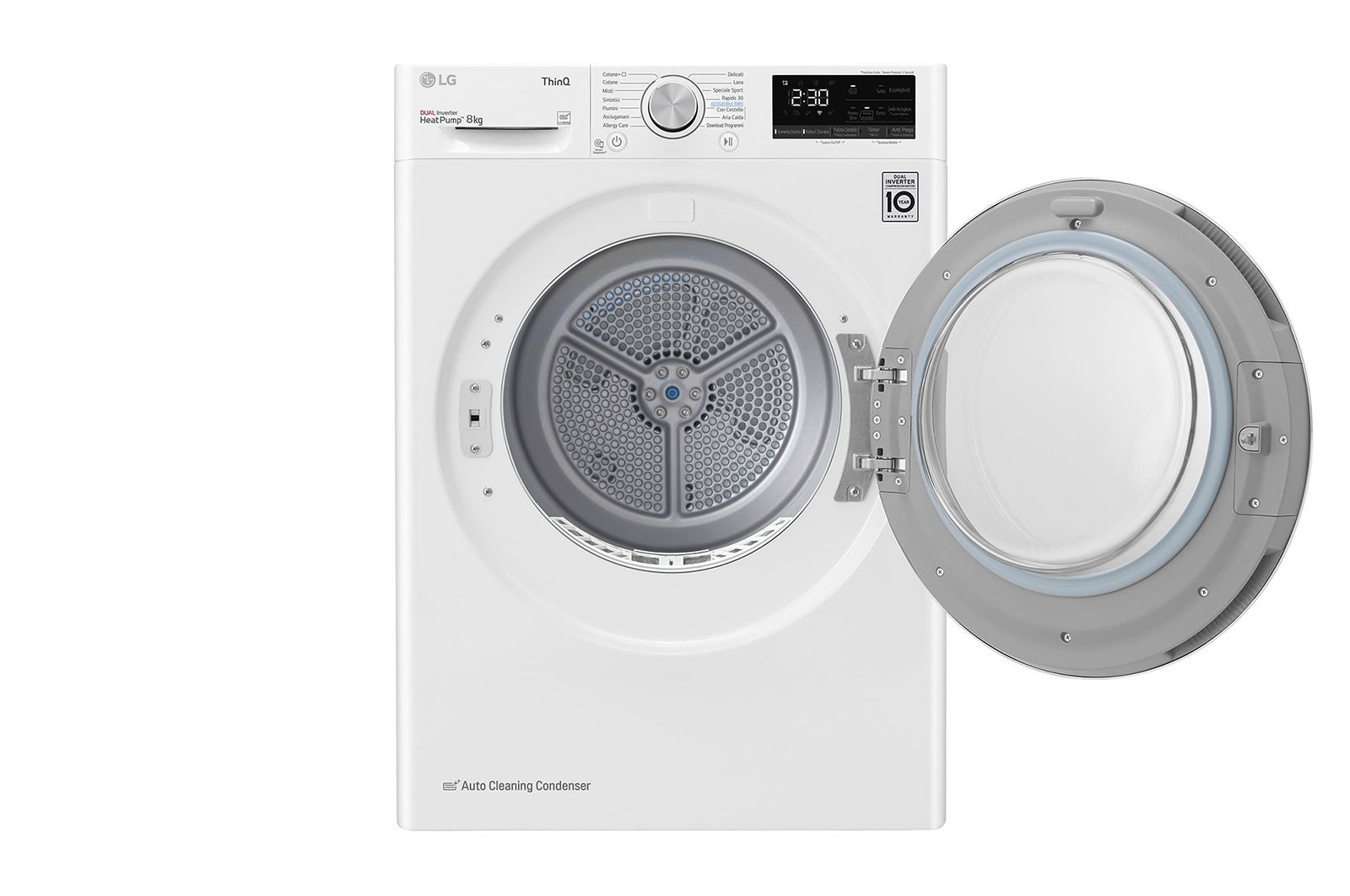 LG Asciugatrice 8kg Pompa di calore DUAL Inverter | Serie V3 Classe A++ | Eco Hybrid, Condensatore autopulente, Wi-Fi, RH80V3AV6N