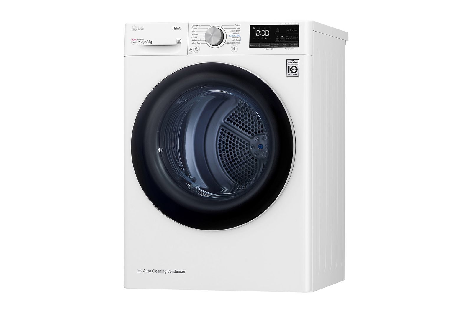 LG Asciugatrice 8kg Pompa di calore DUAL Inverter | Serie V3 Classe A++ | Eco Hybrid, Condensatore autopulente, Wi-Fi, RH80V3AV6N