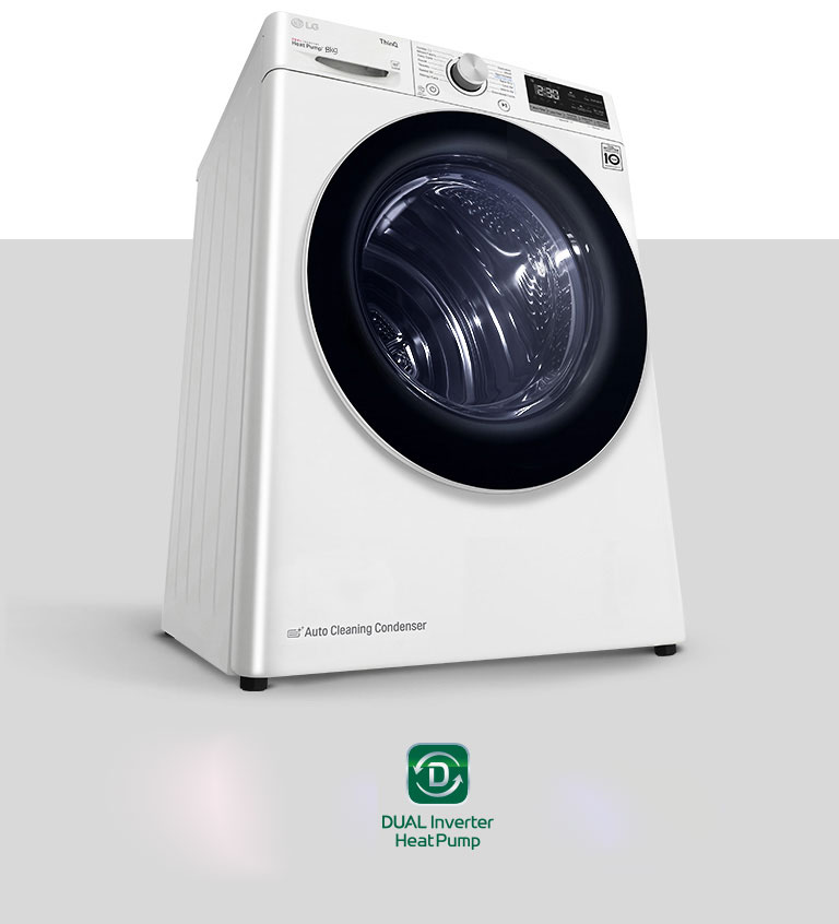 Asciugatrice DUAL Inverter Heat Pump™ Dryer con logo.