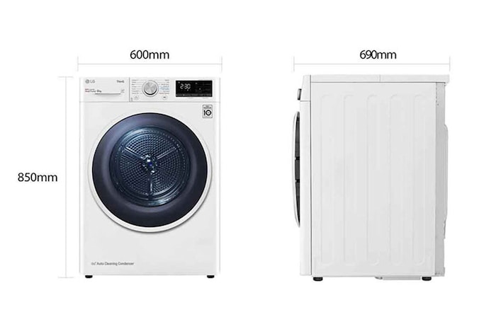 LG Asciugatrice 8kg Pompa di calore DUAL Inverter | Serie V9 Classe C | Eco Hybrid, Condensatore autopulente, Wi-Fi, RH80V9AVHN