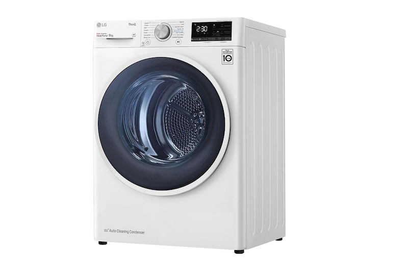 LG Asciugatrice 8kg Pompa di calore DUAL Inverter | Serie V9 Classe C | Eco Hybrid, Condensatore autopulente, Wi-Fi, RH80V9AVHN