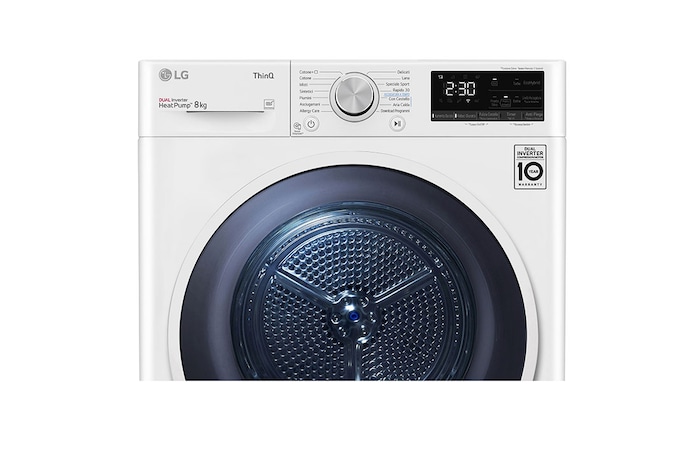 LG Asciugatrice 8kg Pompa di calore DUAL Inverter | Serie V9 Classe C | Eco Hybrid, Condensatore autopulente, Wi-Fi, RH80V9AVHN