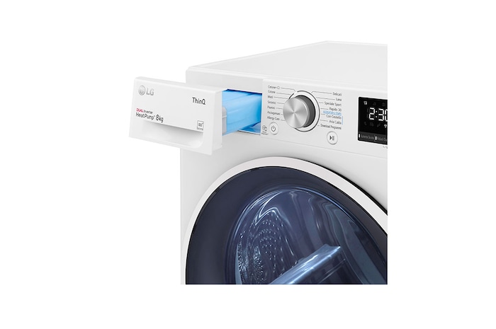 LG Asciugatrice 8kg Pompa di calore DUAL Inverter | Serie V9 Classe C | Eco Hybrid, Condensatore autopulente, Wi-Fi, RH80V9AVHN