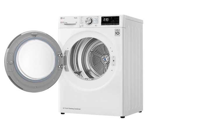 LG Asciugatrice 8kg Pompa di calore DUAL Inverter | Serie V9 Classe C | Eco Hybrid, Condensatore autopulente, Wi-Fi, RH80V9AVHN
