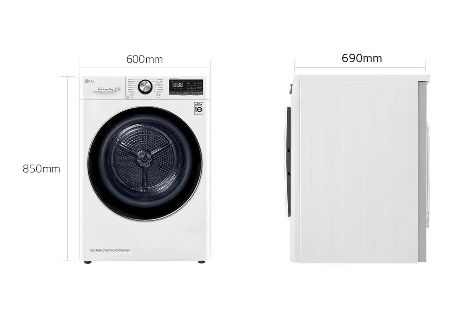 LG Asciugatrice 9kg Pompa di calore DUAL Inverter | Serie V5 Classe A++ | Eco Hybrid, Condensatore autopulente, Wi-Fi, RH90V5AV5N