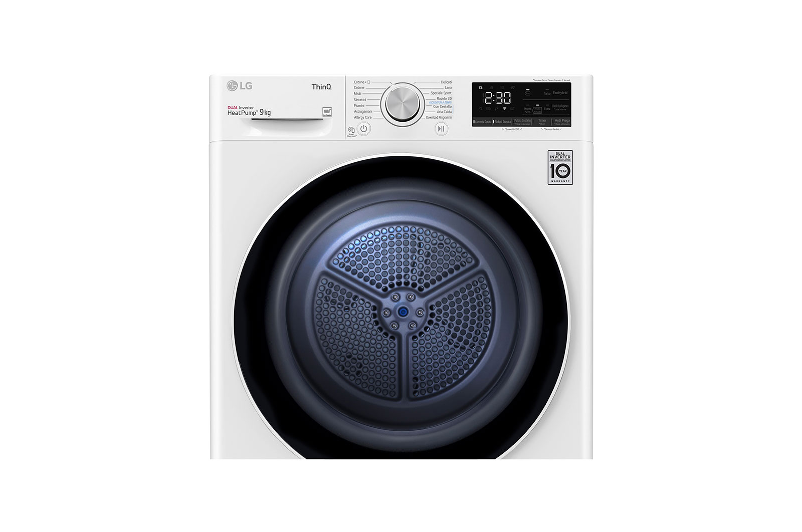 LG Asciugatrice 9kg Pompa di calore DUAL Inverter | Serie V5 Classe A++ | Eco Hybrid, Condensatore autopulente, Wi-Fi, RH90V5AV5N