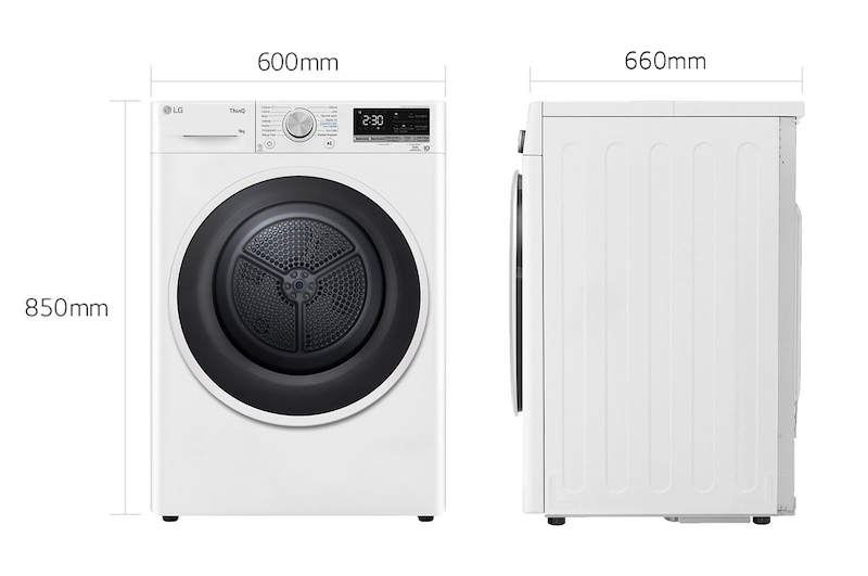 LG Asciugatrice 9kg Pompa di calore DUAL Inverter | Serie V5 Classe D | Eco Hybrid, Condensatore autopulente, Wi-Fi, RH90V5AV6N