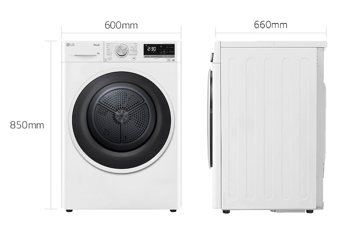 LG Asciugatrice 9kg Pompa di calore DUAL Inverter | Serie V5 Classe D | Eco Hybrid, Condensatore autopulente, Wi-Fi, RH90V5AV6N