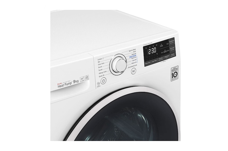 LG Asciugatrice 9kg Pompa di calore DUAL Inverter | Serie V5 Classe A++ | Eco Hybrid, Condensatore autopulente, Wi-Fi, RH90V5AV6Q