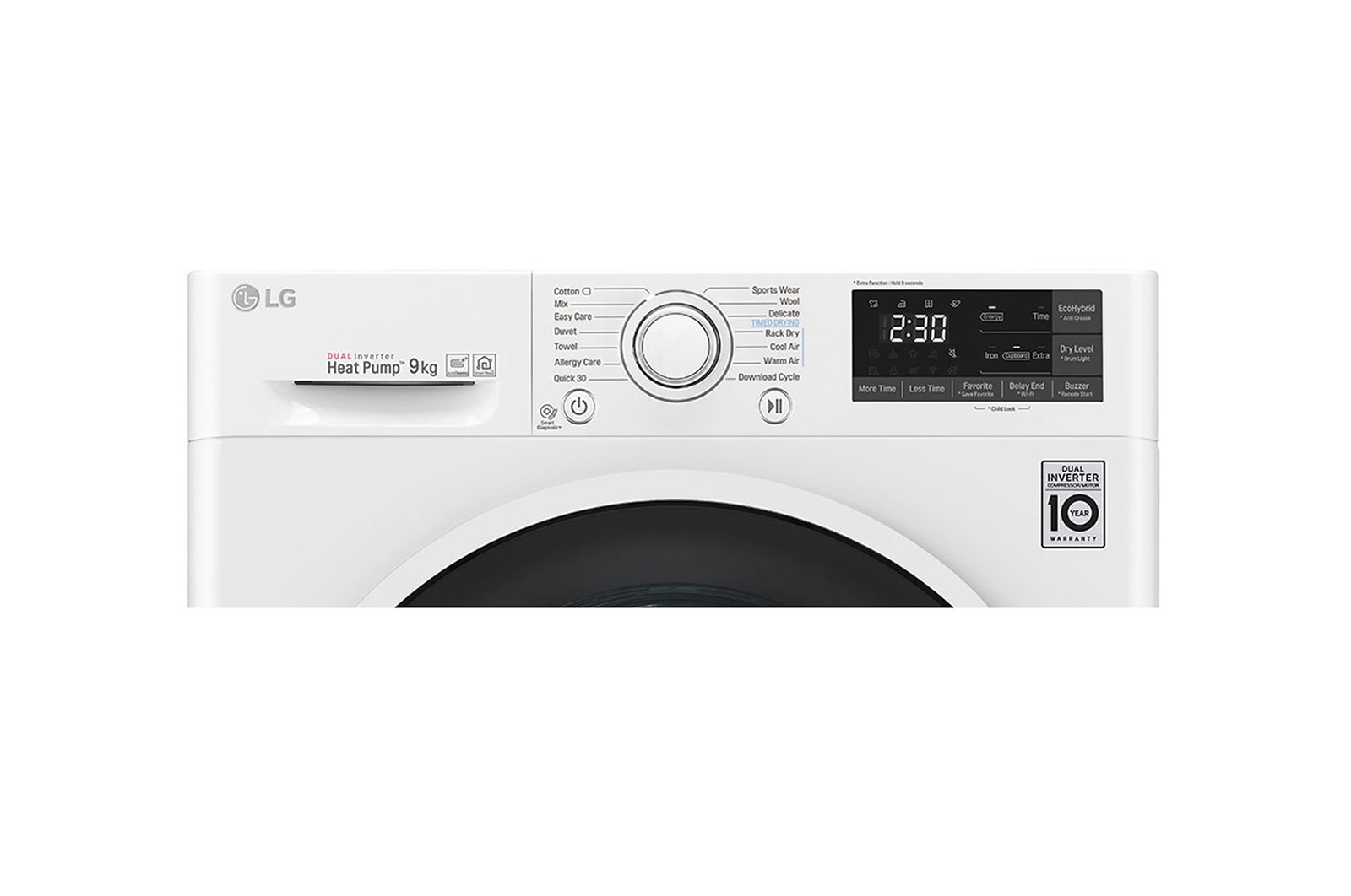LG Asciugatrice 9kg Pompa di calore DUAL Inverter | Serie V5 Classe A++ | Eco Hybrid, Condensatore autopulente, Wi-Fi, RH90V5AV6Q