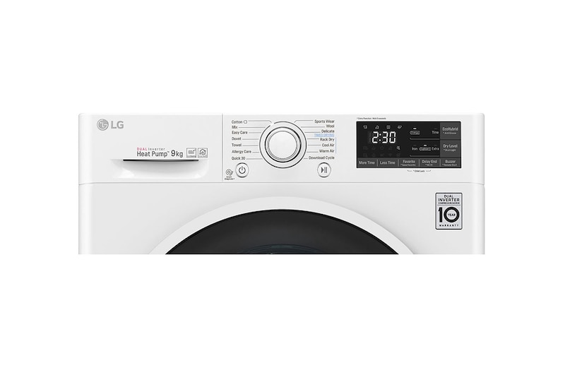 LG Asciugatrice 9kg Pompa di calore DUAL Inverter | Serie V5 Classe A++ | Eco Hybrid, Condensatore autopulente, Wi-Fi, RH90V5AV6Q