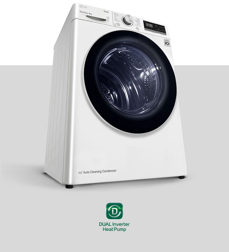 Asciugatrice DUAL Inverter Heat Pump™ Dryer con logo.