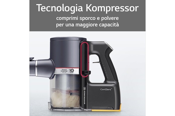 LG Aspirapolvere Senza Fili 200W CordZero™ 2 spazzole 2 accessori Argento, A9K-CORE1S