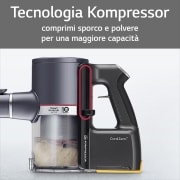 LG CordZero™ A9K Core | Aspirapolvere Kompressor™ 200 W, 120 min | 2 spazzole + 2 accessori, Wi-Fi | Argento, A9K-CORE1S