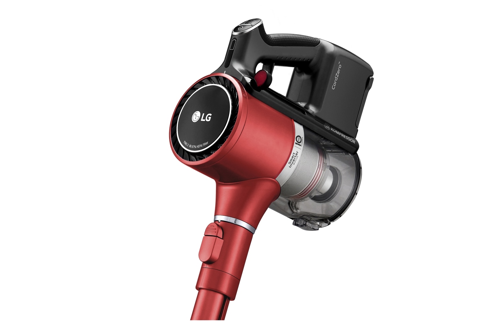 LG CordZero™ A9K Slim | Aspirapolvere Kompressor™ 200 W, 60 min | 2 spazzole + 2 accessori, Wi-Fi | Rosso, A9K-SLIM1R