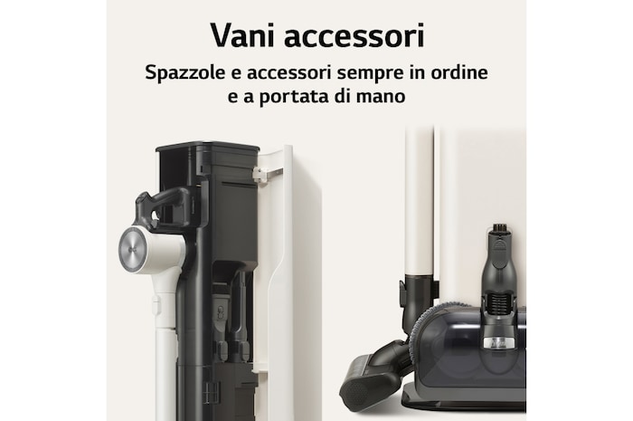 LG CordZero™ All-in-One A9T | Aspirapolvere Kompressor™ 200 W, 120 min | Auto-svuotamento, 4 spazzole + 2 accessori, Wi-Fi | Beige, A9T-ULTRA1C