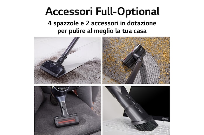 LG CordZero™ All-in-One A9T | Aspirapolvere Kompressor™ 200 W, 120 min | Auto-svuotamento, 4 spazzole + 2 accessori, Wi-Fi | Beige, A9T-ULTRA1C