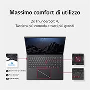 LG gram 16ZB90R | Notebook Ultraleggero con Windows 11 Home | 16'', Intel® Core™ i7, 16GB RAM, SSD 512GB, Obsidian Black, 16ZB90R-G.AA75D