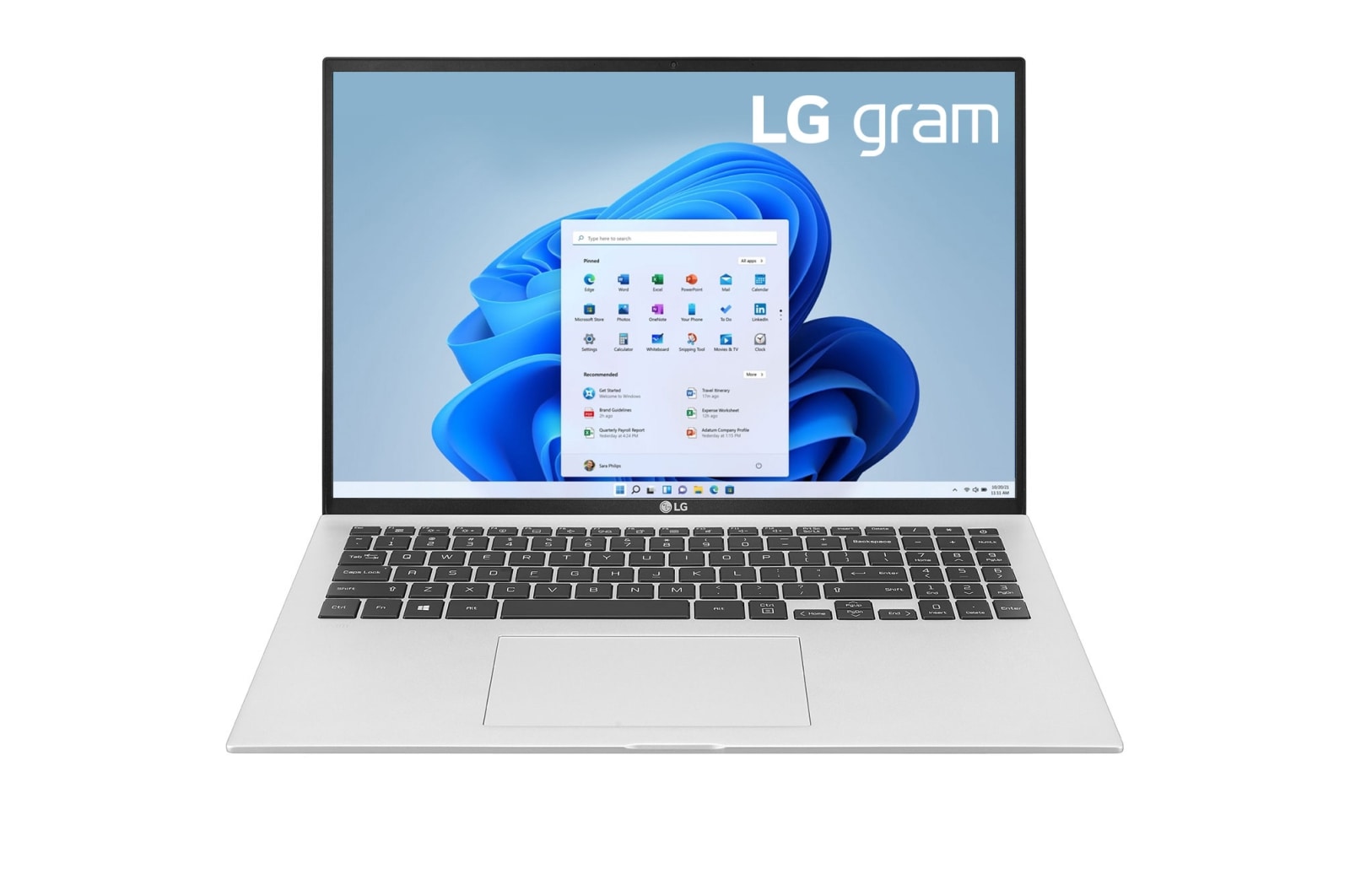 Vista frontale di LG gram 16Z90P | Windows 11 Home | 16" 16:10 | Intel® Core™ i5 | RAM 16GB | SSD 512GB | 1190g 16Z90P-G.AA66D