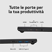 LG gram 16Z90R | Notebook Ultraleggero con Windows 11 Pro | 16", Intel® Core™ i5, 16GB RAM, SSD 512GB, Obsidian Black, 16Z90R-G.AP55D