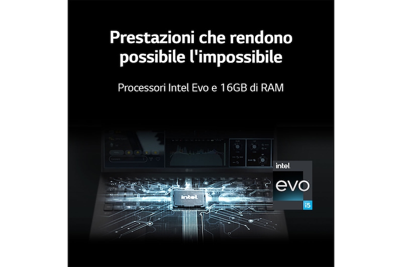 LG gram 16ZB90R | Notebook Ultraleggero con Windows 11 Home | 16", Intel® Core™ i5, 16GB RAM, SSD 512GB, Obsidian Black, 16ZB90R-G.AA55D