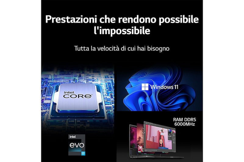 LG gram 17Z90R | Notebook Ultraleggero con Windows 11 Home e GPU dedicata RTX 3050 | 17'', Intel® Core™ i7, 16GB RAM, SSD 1TB, Obsidian Black, 17Z90R-E.AA78D