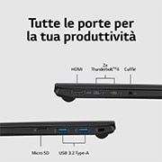 LG gram 17Z90R | Notebook Ultraleggero con Windows 11 Home e GPU dedicata RTX 3050 | 17'', Intel® Core™ i7, 16GB RAM, SSD 1TB, Obsidian Black, 17Z90R-E.AA78D