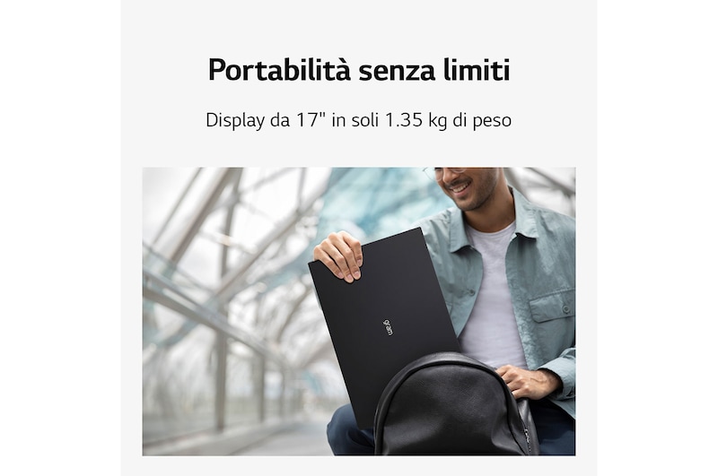 LG gram 17Z90R | Notebook Ultraleggero con Windows 11 Home | 17", Intel® Core™ i7, 16GB RAM, SSD 512GB, Obsidian Black, 17Z90R-G.AA75D