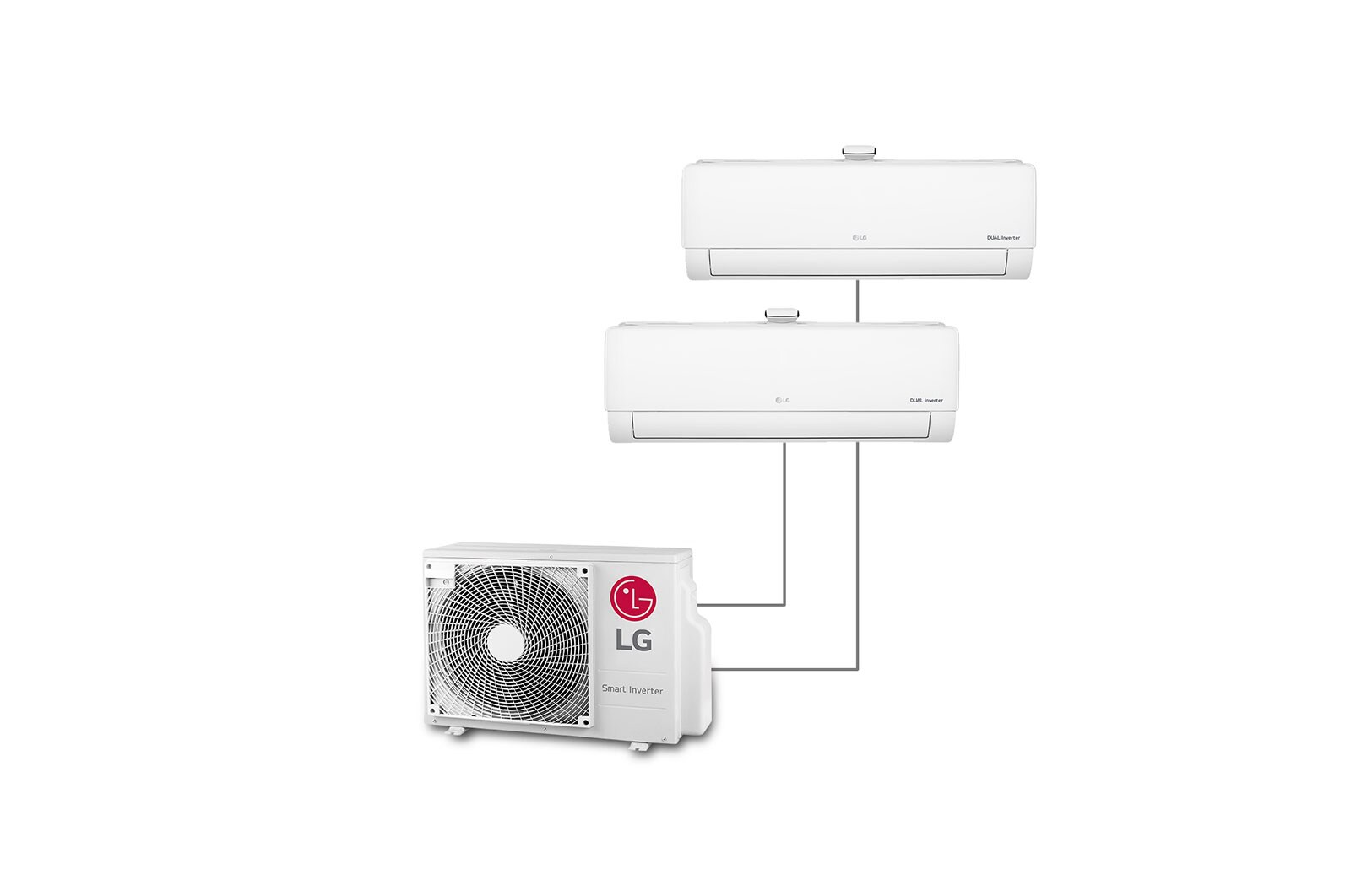 Vista frontale di DUALCOOL Atmosfera, DUAL 9000+9000 BTU, Purificazione dell'aria, Wi-Fi ThinQ® 2ATMO9915.MULTI