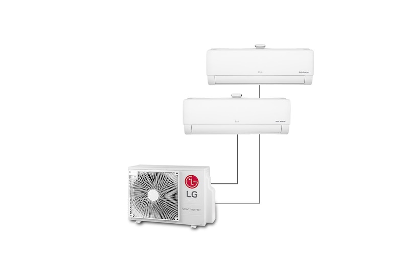 Vista frontale di DUALCOOL Atmosfera, DUAL 9000+9000 BTU, Purificazione dell'aria, Wi-Fi ThinQ® 2ATMO9915.MULTI