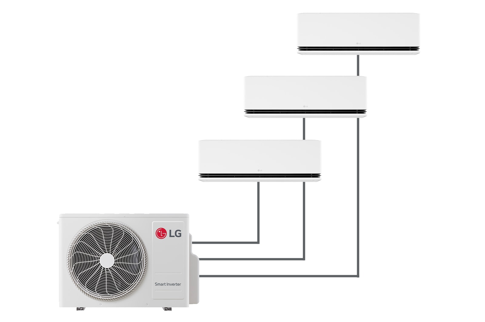 Vista frontale di Condizionatore multisplit DUALCOOL Deluxe AI Air | 9000+9000+12000 BTU 3S1DLX9912.MULT