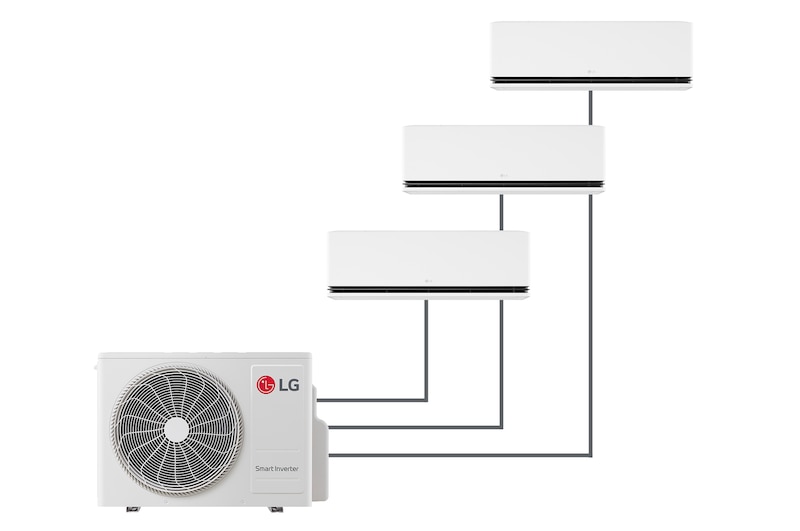 Vista frontale di Condizionatore multisplit DUALCOOL Deluxe AI Air | 9000+9000+12000 BTU 3S1DLX9912.MULT