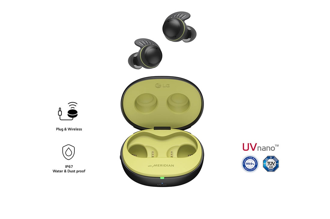 LG TONE Free TF8 | Cuffie True Wireless per lo sport con ANC, Bluetooth, IP67, Plug & Wireless | Black, TONE-TF8Q.CEUFLBI