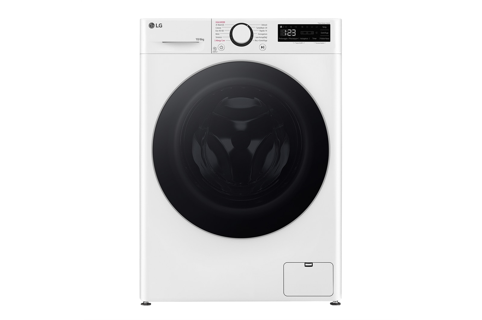 LG Lavasciuga 10/6kg AI DD | Serie R5 Classe D / A-10% | 1400 giri, TurboWash 360, Vapore, Allergy Care, Eco Hybrid | Bianca, D4R5010TSWS
