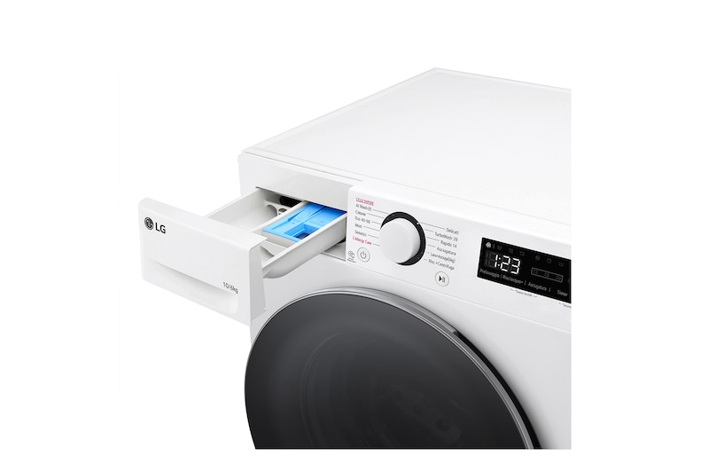 LG Lavasciuga 10/6kg AI DD | Serie R5 Classe D / A-10% | 1400 giri, TurboWash 360, Vapore, Allergy Care, Eco Hybrid | Bianca, D4R5010TSWS