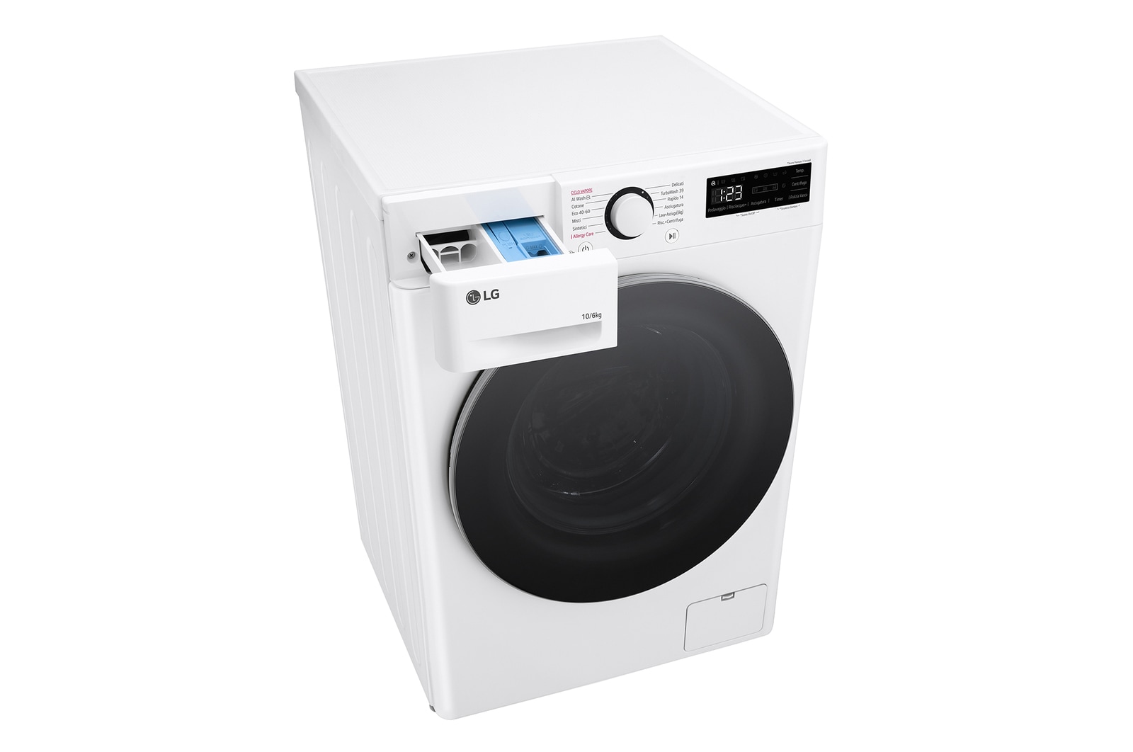 LG Lavasciuga 10/6kg AI DD | Serie R5 Classe D / A-10% | 1400 giri, TurboWash 360, Vapore, Allergy Care, Eco Hybrid | Bianca, D4R5010TSWS