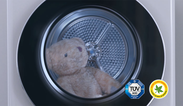 dry teddybear and reduces 99.9% of bacteria and live dust mites with Allergy Care