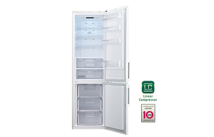 LG Frigorifero Combinato Total No Frost in  con 60% di risparmio energetico e Compressore Lineare Inverter garantito 10 anni. Colore Bianco, 2010mm di altezza., GBB530SWCFB