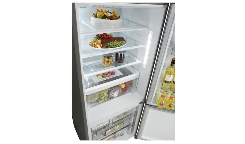 LG Frigorifero Combinato Largo 70  Maniglie integrate Display interno LED , GBB547PZYZH